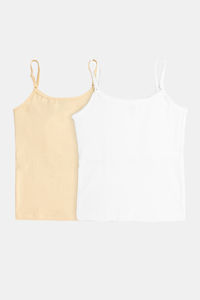 YouGotPlanB Girls Cotton Padded Camisole (Pack of 2) - Multicolor — thumbnail 2